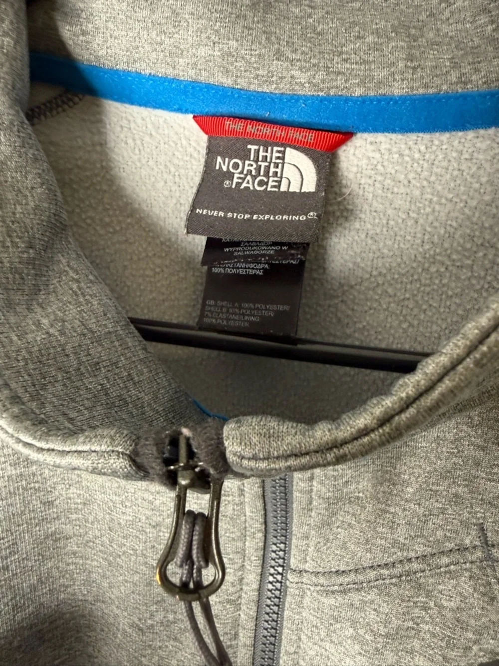 The North Face Gray Quarter-Zip Pullover with Blue Trim